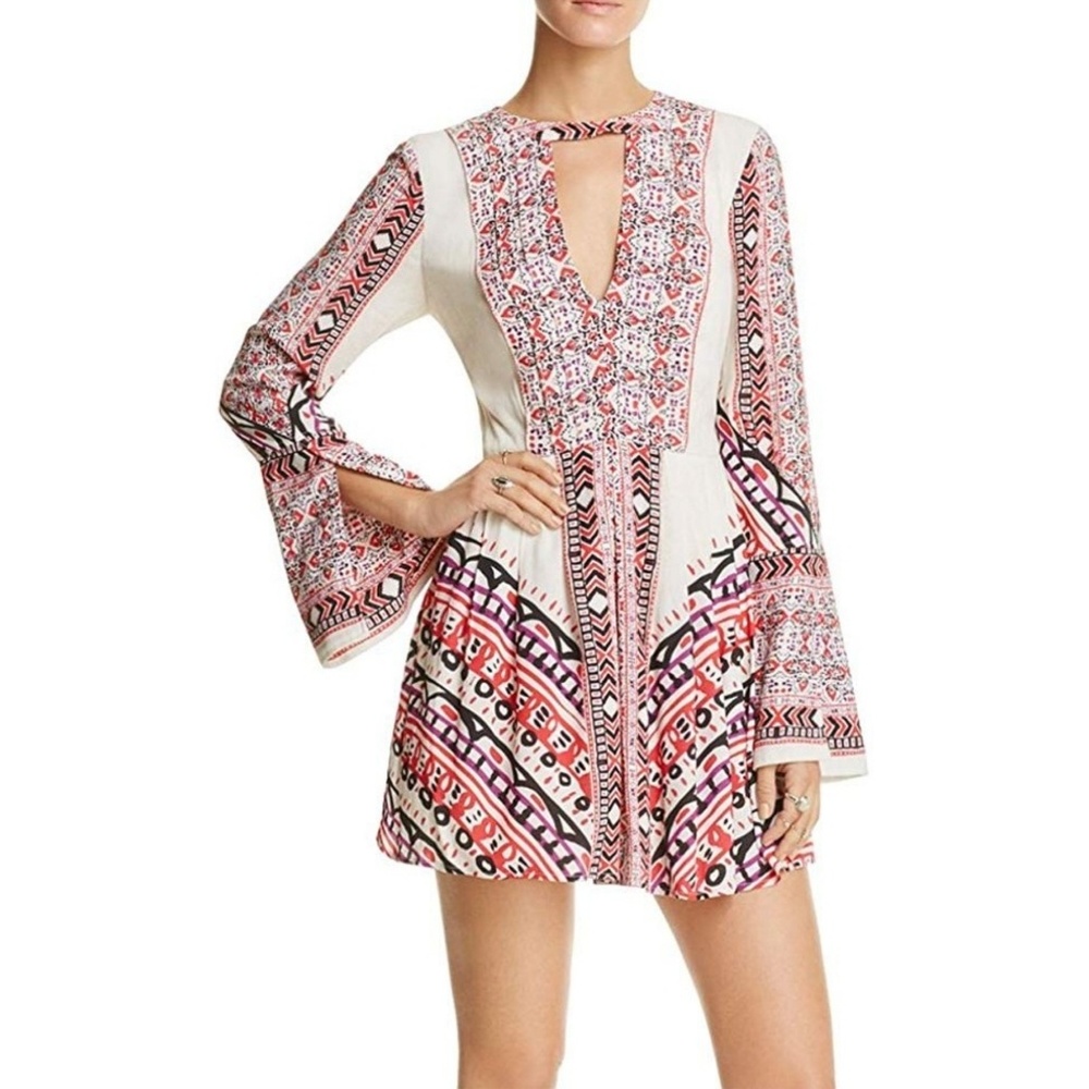 Free People Tribal Choker Plunge Open Back Dress